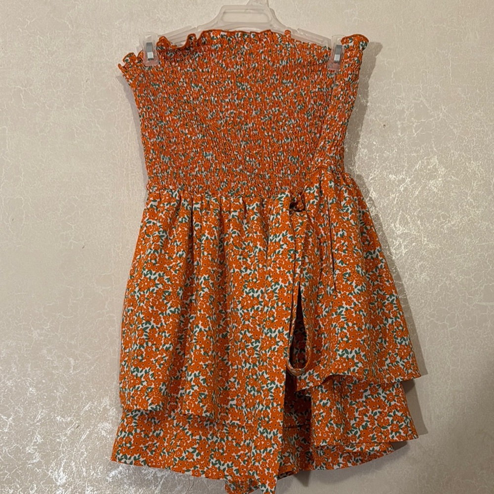 Floral Smocked Strapless Dress